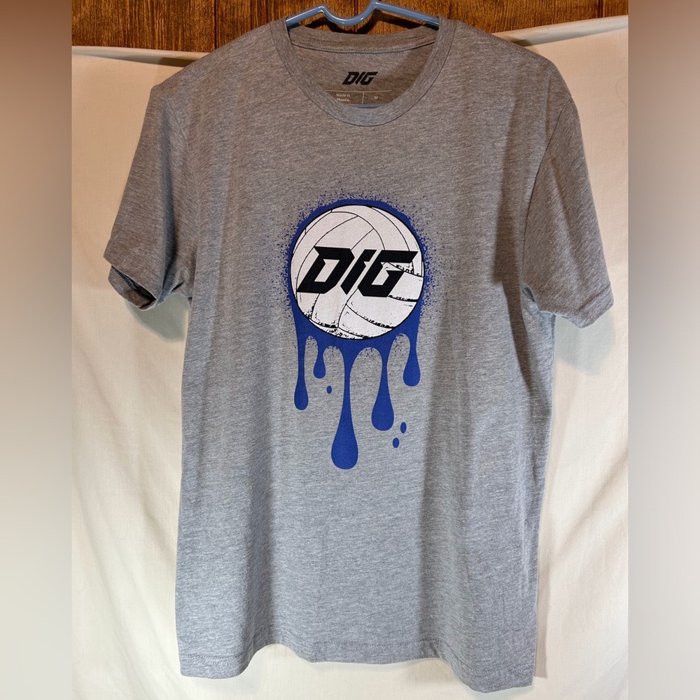 DIG woman’s gray with volleyball short sleeve T-shirt M